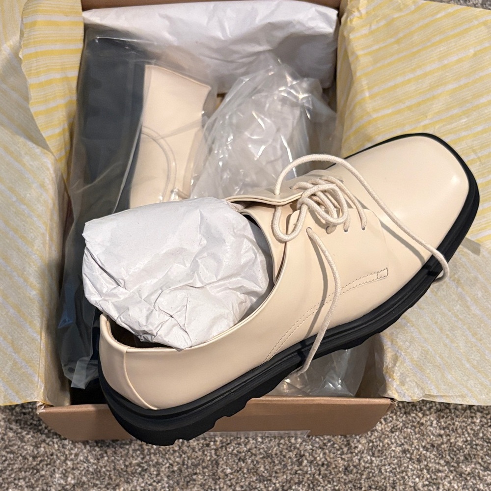 Anthropology Maeve cream loafers